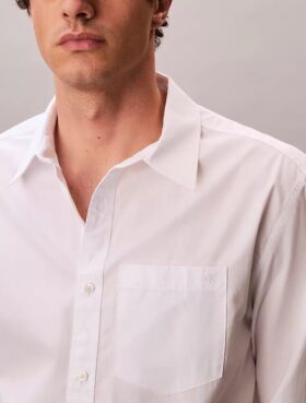 Cămașă relaxată cu nasturi din poplin spălat