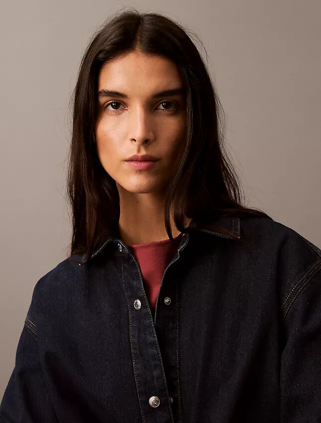 Cămașă relaxată din denim cu nasturi Cămașă relaxată din denim cu nasturi