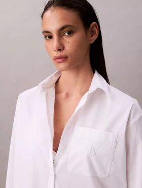 Cămașă relaxată din poplin cu nasturi