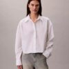 Cămașă scurtă, lejeră, din poplin, cu nasturi Cămașă scurtă, lejeră, din poplin, cu nasturi