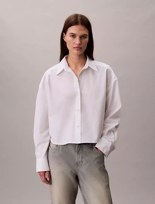 Cămașă scurtă, lejeră, din poplin, cu nasturi Cămașă scurtă, lejeră, din poplin, cu nasturi
