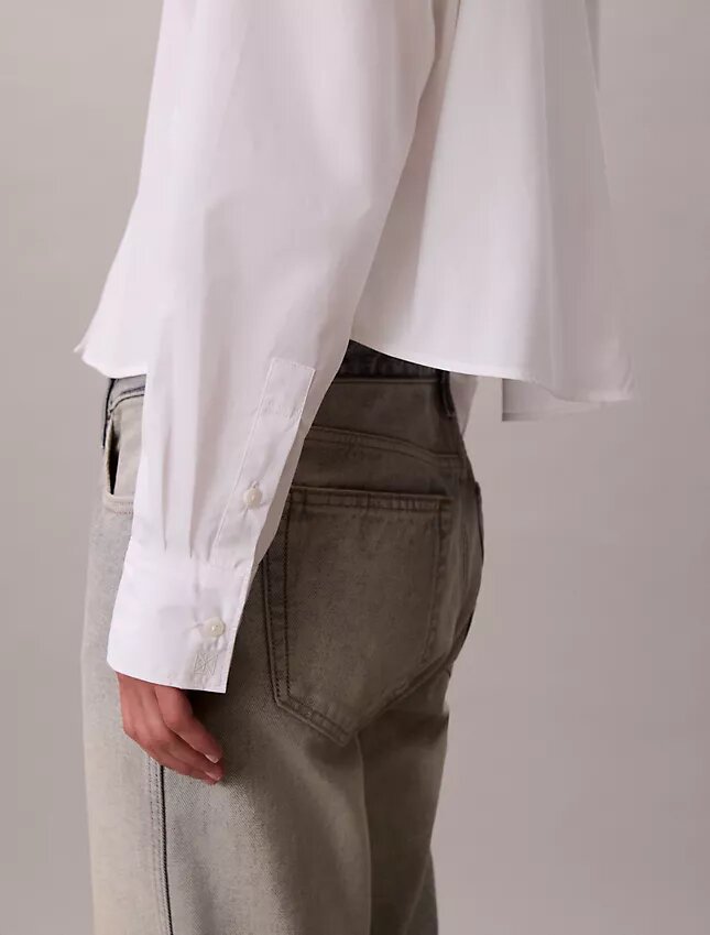Cămașă scurtă, lejeră, din poplin, cu nasturi Cămașă scurtă, lejeră, din poplin, cu nasturi