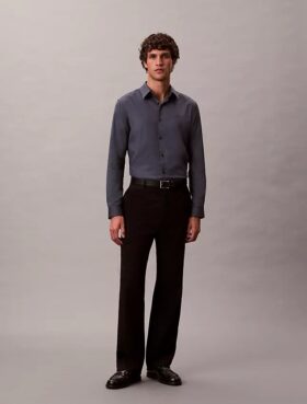 Cămașă slim cu nasturi, cu imprimeu jacquard geometric