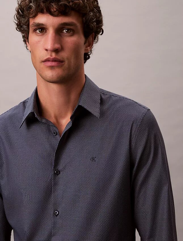 Cămașă slim cu nasturi, cu imprimeu jacquard geometric Cămașă slim cu nasturi, cu imprimeu jacquard geometric