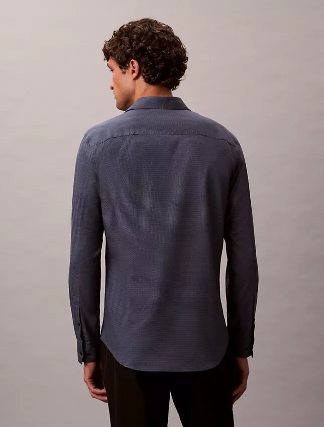 Cămașă slim cu nasturi, cu imprimeu jacquard geometric Cămașă slim cu nasturi, cu imprimeu jacquard geometric