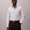Cămașă slim cu nasturi, din material elastic tehnic cu dungi