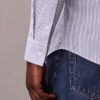 Cămașă slim din bumbac elastic cu dungi și nasturi