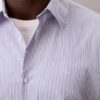 Cămașă slim din bumbac elastic cu dungi și nasturi