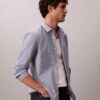 Cămașă slim din bumbac elastic cu dungi și nasturi