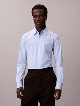 Cămașă slim din bumbac elastic cu imprimeu gingham și nasturi