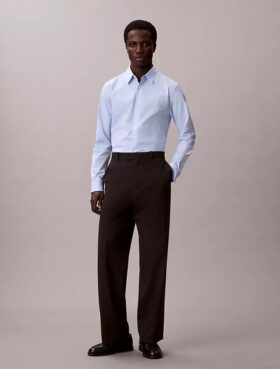 Cămașă slim din bumbac elastic cu imprimeu gingham și nasturi