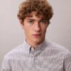 Cămașă slim din bumbac elastic cu imprimeu gingham și nasturi