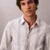 Cămașă slim din bumbac Supima elastic, cu dungi vopsite în fir