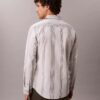 Cămașă slim din bumbac Supima elastic, cu dungi vopsite în fir