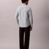 Cămașă slim din bumbac Supima elastic, cu dungi vopsite în fir