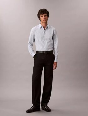 Cămașă slim din Cotton Stretch cu carouri și nasturi