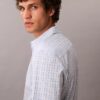 Cămașă slim din Cotton Stretch cu carouri și nasturi