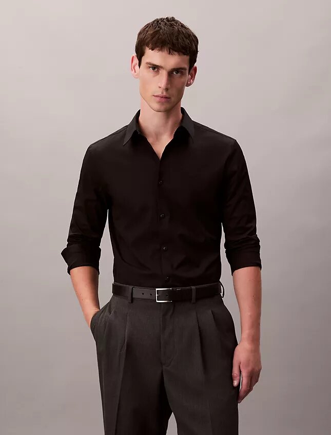 Cămașă slim din poplin Cotton Stretch de bumbac, cu nasturi Cămașă slim din poplin Cotton Stretch de bumbac, cu nasturi