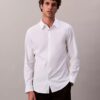 Cămașă slim din poplin Cotton Stretch de bumbac, cu nasturi