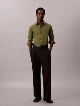Cămașă slim din poplin Cotton Stretch de bumbac, cu nasturi
