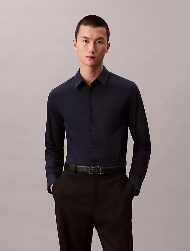 Cămașă slim din poplin Cotton Stretch de bumbac, cu nasturi Cămașă slim din poplin Cotton Stretch de bumbac, cu nasturi