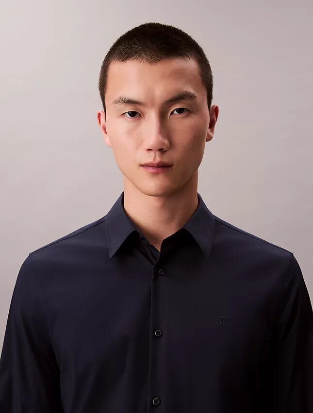 Cămașă slim din poplin Cotton Stretch de bumbac, cu nasturi Cămașă slim din poplin Cotton Stretch de bumbac, cu nasturi