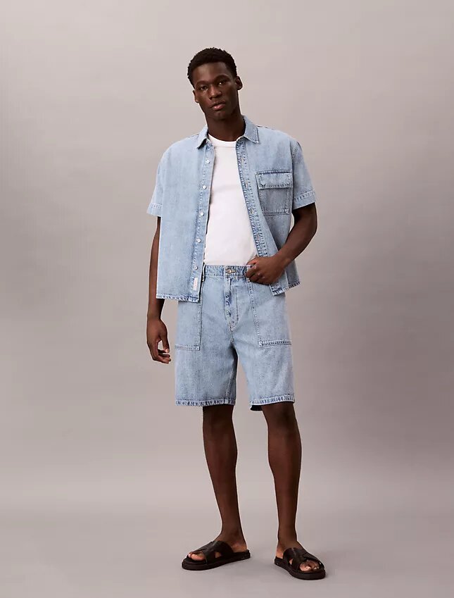 Cămașă utilitară din denim cu nasturi Cămașă utilitară din denim cu nasturi