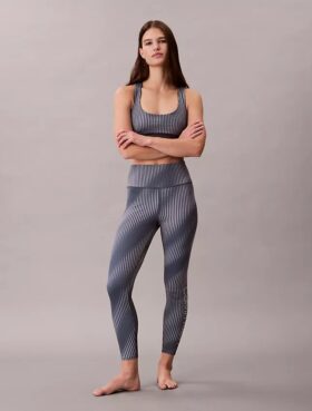 Colanți moderni cu imprimeu sport, talie înaltă și lungime 7/8
