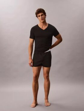 Cotton Classics Pachet de 5 tricouri cu guler în V și croială clasică