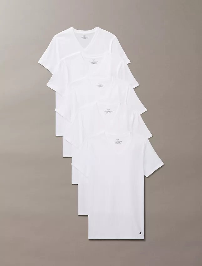 Cotton Classics Pachet de 5 tricouri cu guler în V și croială clasică Cotton Classics Pachet de 5 tricouri cu guler în V și croială clasică