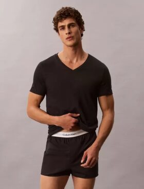 Cotton Classics Pachet de 5 tricouri cu guler în V și croială clasică