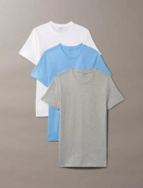 Cotton Classics Set de 3 tricouri cu guler rotund și croială clasică
