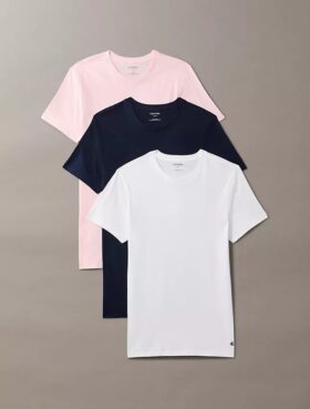 Cotton Classics Set de 3 tricouri cu guler rotund și croială clasică