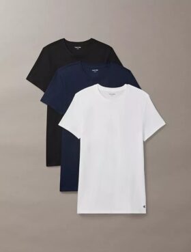 Cotton Classics Set de 3 tricouri cu guler rotund și croială clasică