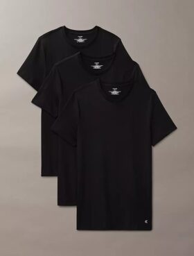 Cotton Classics Set de 3 tricouri cu guler rotund și croială clasică