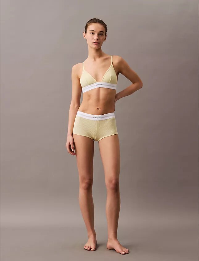 Cotton Stretch Modal Bralette Unlined, din bumbac Modal elastic cu nervuri Cotton Stretch Modal Bralette Unlined, din bumbac Modal elastic cu nervuri
