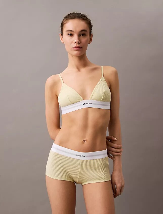 Cotton Stretch Modal Bralette Unlined, din bumbac Modal elastic cu nervuri Cotton Stretch Modal Bralette Unlined, din bumbac Modal elastic cu nervuri