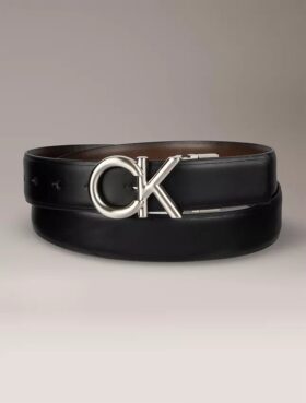 Curea de costum reversibilă cu placă cu logo Ck