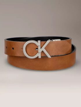 Curea reversibilă cu placă cu logo Monogram