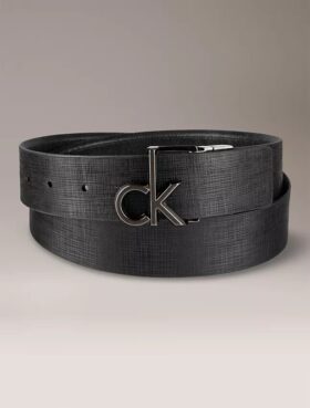 Curea reversibilă cu placă cu logo Monogram