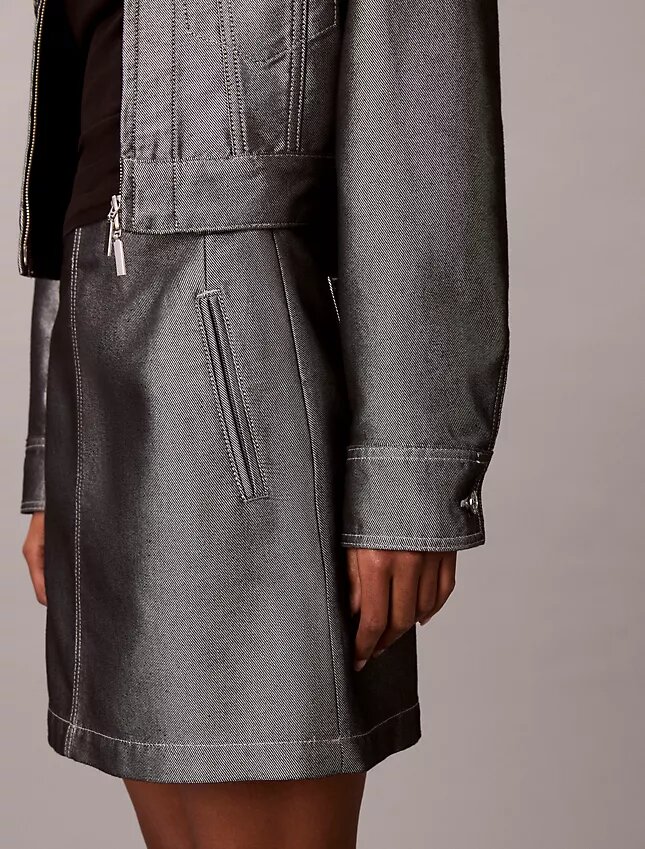 Fustă din denim lucios, croi în A Fustă din denim lucios, croi în A