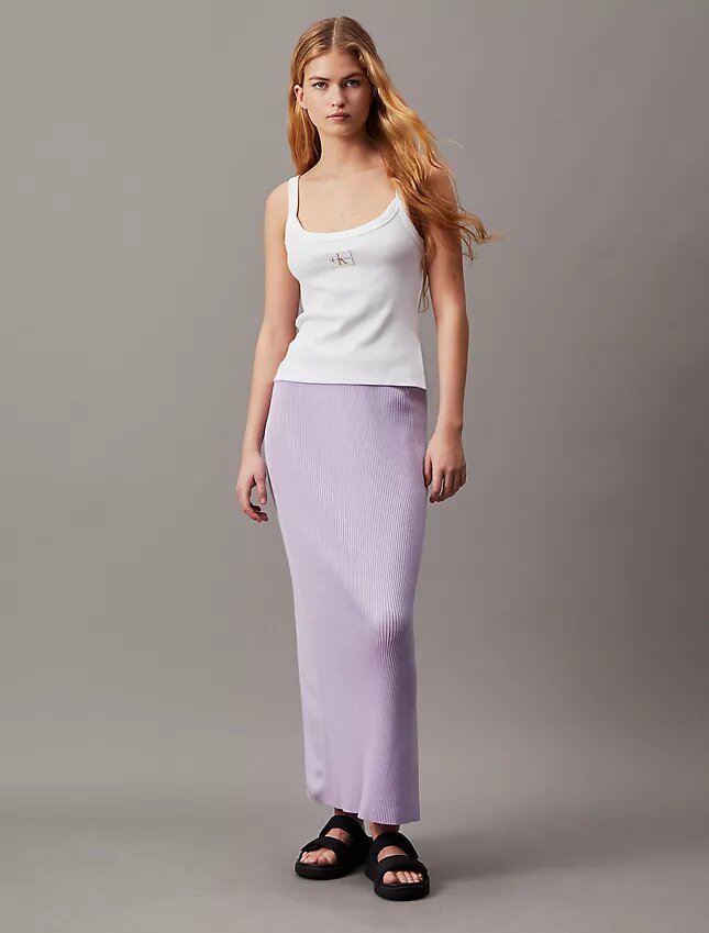 Fustă maxi din tricot cu nervuri Monologo Fustă maxi din tricot cu nervuri Monologo