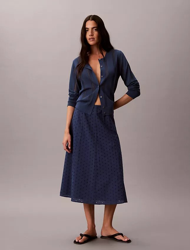 Fustă midi cu broderie Fustă midi cu broderie