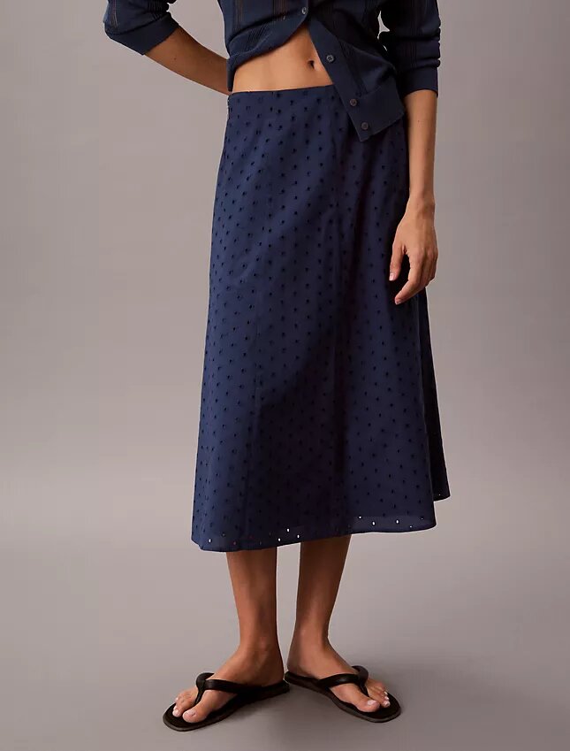 Fustă midi cu broderie Fustă midi cu broderie