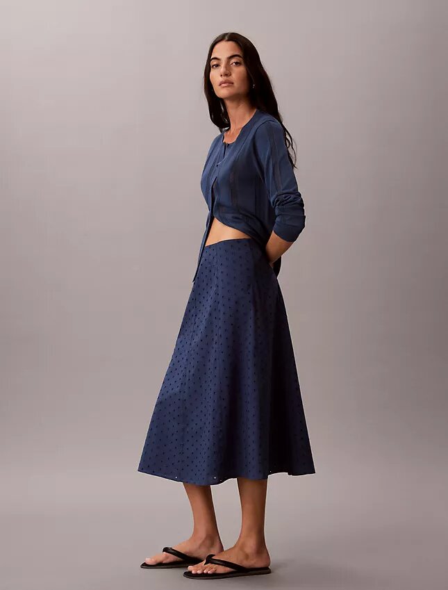 Fustă midi cu broderie Fustă midi cu broderie