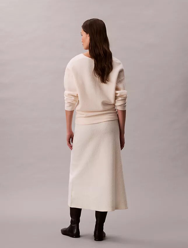 Fustă midi din lână merino Fustă midi din lână merino