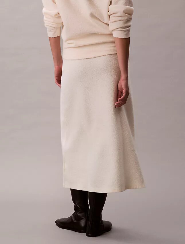 Fustă midi din lână merino Fustă midi din lână merino