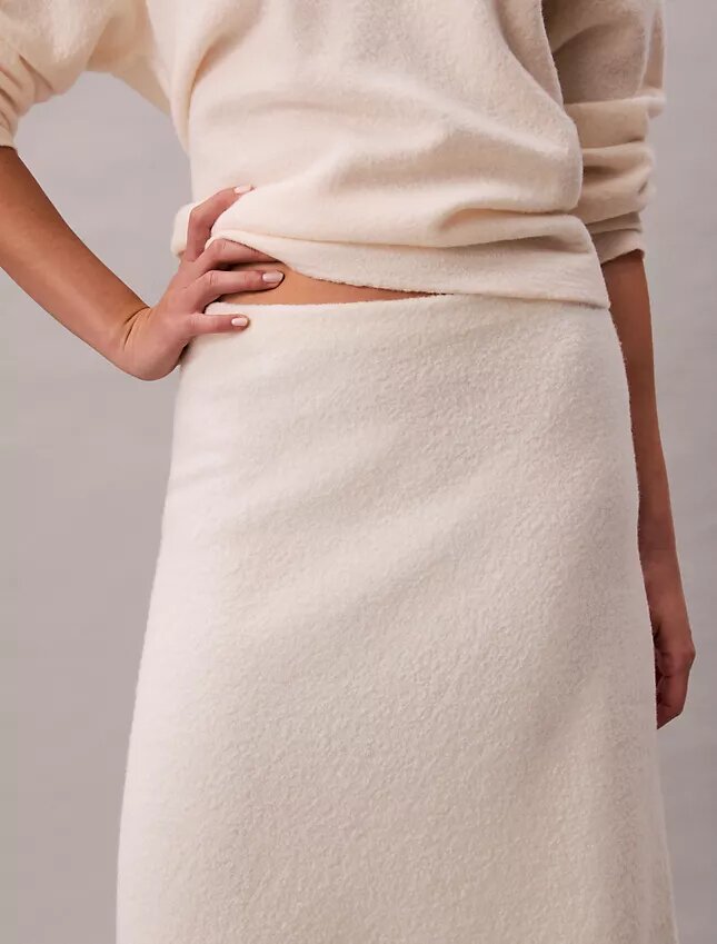 Fustă midi din lână merino Fustă midi din lână merino