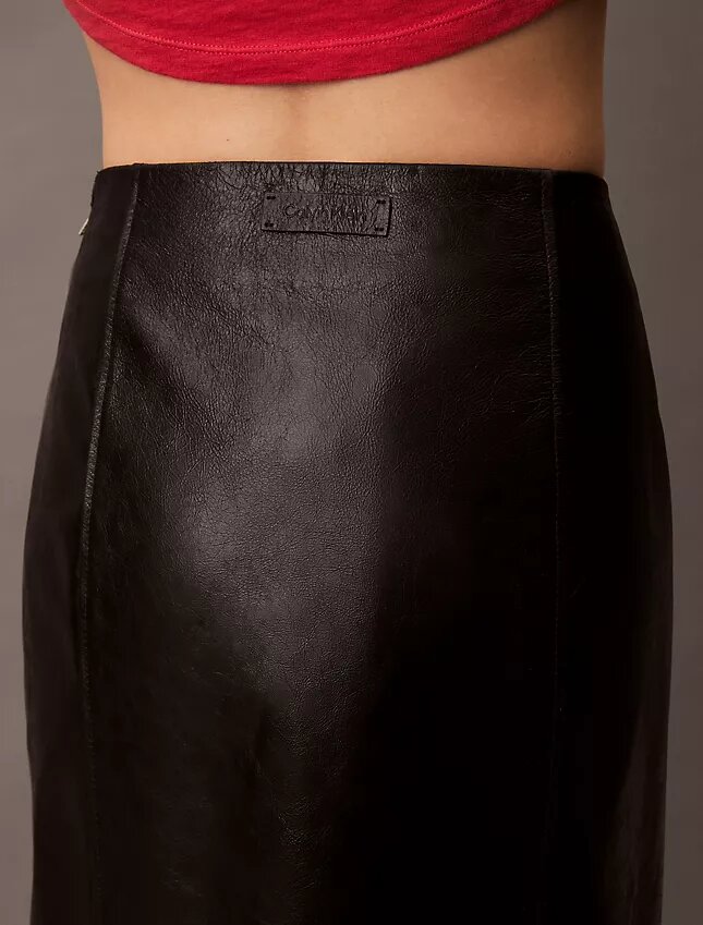 Fustă midi din piele de miel Fustă midi din piele de miel