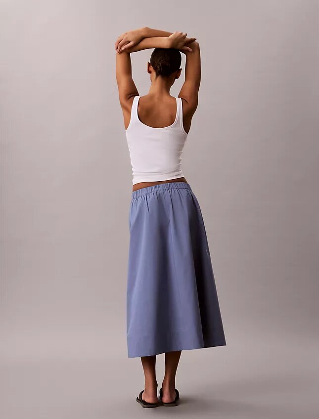 Fustă midi din poplin de bumbac Fustă midi din poplin de bumbac